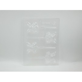 CK Products Candy Mold 4 Bunny Face Lollipop Shapes Clear Plastic CK Products 90-2206