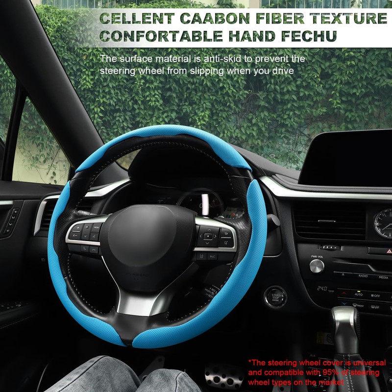 Amiss Nappa Leather Steering Wheel Cover, 3PCS Segmented Steering Wheel