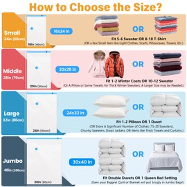 6Pack Thickened Space Saver Vacuum Storage Bags Jumbo for Clothes with Hand Pump, Vacuum Sealed Bags for Clothing, Comforters and Blankets