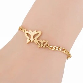 Pulsera Brazalete Cz Mariposa Acero Inoxidable Original