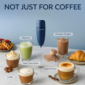 Milk Frother Handheld – Electric Foam Maker Wand with Stainless Steel Whisk – Battery Powered Mini Mixer for Coffee, Matcha, Lattes & Cappuccinos