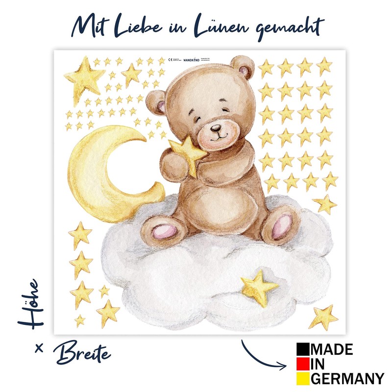 Cuddly Bear on the Cloud V292 | Hand-Drawn | Sticker