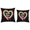 Cool Roller Skating Skate Girl Rainbow Heart Throw Pillow