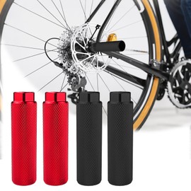 Aluminum Alloy Anti Slip Bike Pegss - 4 Pcs Bike Stunt Peg for 3/8" Axle, Mountain Bikes Cycle Bicycle Accessories Suitable for BMX Stunt Pegs(2 Red & 2 Black)