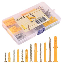 DIY Small Hardware Expansion Tube Plastic Expansion Tube Gypsum Board Screw Extension Tube Anchor with Storage Box Plastic Anchor Bolts Anti-Rotation Fixtures for Concrete Brick Drywall etc