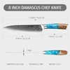 hecef Damascus Chef Santoku Knife, High Carbon Stainless Steel Ultra