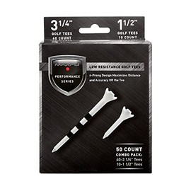 Maxfli Performance Series Low Resistance 3.25" & 1.5" White Golf Tees - 50 Pack