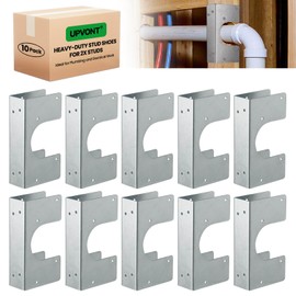 UPVONT Stud Shoes for 2X Studs, 16-Gauge Galvanized Stud Shoes, 6.25" Height, 1.5" Width, Fits Up to 2 3/8" OD Pipes – Thicker, Higher, IBC/IRC Code Compliant, Extra Durable (1.5" x 6.25" - 10 PCS)