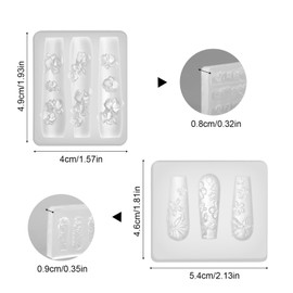 BOXOB 2st Nagel Silikon Formen, 3D Blumen Gel Nagel Charm Formen für Nageldesign Niedliche Florale Nagelschablonen Dekorationen Charm Herstellungswerkzeuge für Frauen Maniküre Schablonen Zubehör