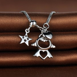 Infinite U Fashion Little Angel Star Heart Womens Link Charm Bracelet 925 Sterling Silver Adjustable Hand Chain Extension, Silver