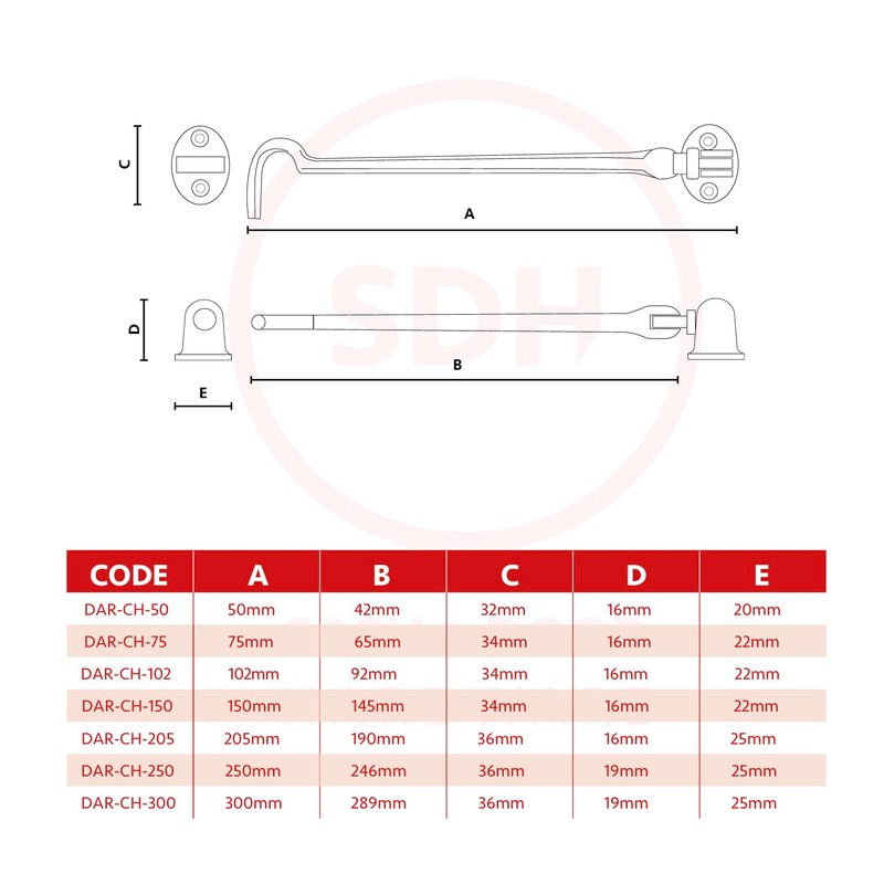 Dart Cabin Hook (300mm) - Polished Brass