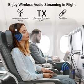 Bluetooth Transmitter Receiver, 2 in 1 Bluetooth 5.3 Adapter for Flight Supports to 2 AirPods/Headphones Blueteeth Transmitter for TV Wireless Audio Adapter for Flight, Car, Gym, Home Stereo