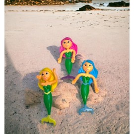 Zugar Land Bendable Mermaids (4") Flexible Rubber Mermaids. Great for Party Favor, Stress Relief Fidget Toy Goody Bag Pinata Fillers Trick or Treat for Kids and Adults (Mermaids, 6, Pack)