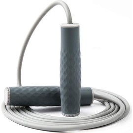 Weighted Jump Rope Workout-1LB Professional Skipping Rope with Adjustable Length and Silicone Comfortable Grips - Color: Gray