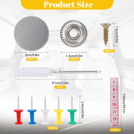 Car Repair Rivets Set, 90 Pieces Roof Liner Repair Set, Universal Car Roof Rivets, Car Roof Liner Repair Rivets, with Pins, Screwdriver, Tape Measure, for Majority Cars, Grey