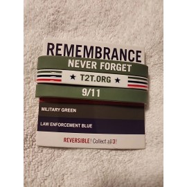 tunnels to towers 9-11 Never Forget Wristband 911 American Flag Thin Line 3  Silicone Bracelet