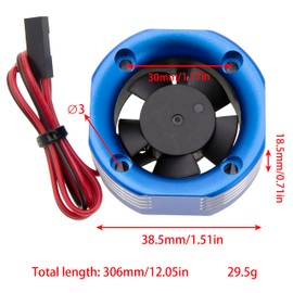 DKKY RC Motor Cooling Fan Heatsink 30mm 25000RPM for Arrma Axial Traxxas 1/6 1/8 1/10 RC Models 3010 Motor (Blue, 30mm)