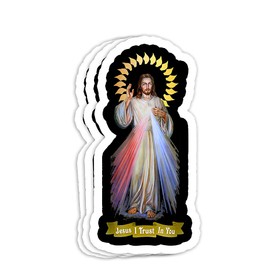Jesus Divine Mercy Saint Faustina Catholic Prayer 01 Gift Decorations - 4x3 Vinyl Stickers, Laptop Decal, Water Bottle Sticker (Set of 3)