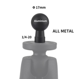 Rigdance Aluminum 1/4 Female Thread to 17mm Ball Adapter, Compatible with Garmin Dash Cam GPS Mount and 17mm Socket Phone Mount, All Metal