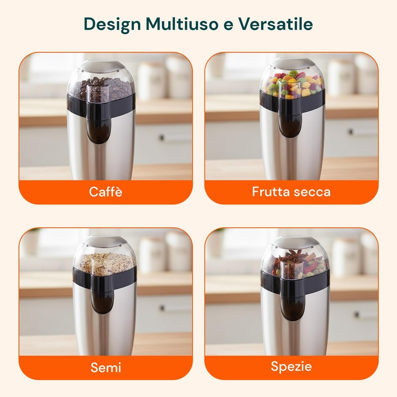 Avilia Trita Caffè Elettrico con Lame in Acciaio Inox e