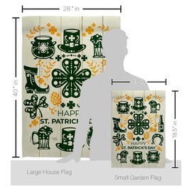 Breeze Decor Irish for A Day Garden House Flag Set Springtime St Patrick Shamrock Leprechaun Lucky Coin Holiday March Clover Decoration Banner Small Yard Gift Double-Sided, Made in USA