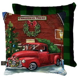 Briarwood Lane Christmas Tree Farm Decorative Pillow Pickup Truck Indoor Outdoor 17" x 17"