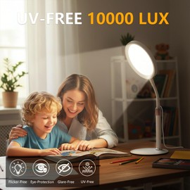 YKeluxon Light Therapy Lamp,10000 Lux LED UV-Free Sunlight Lamp,Full Spectrum Happy Therapy Desklamp with UV-Free,3 Color & 9 Brightness Level & Timer for Home,Office,Decoration