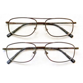 (2 PACK + BONUS) Magnivision 1.25 BI-FOCAL AVIATOR Style Clear Reading Glasses with Spring Hinges- + + 1 FREE BONUS MICRO-SUEDE CLEANING CLOTH