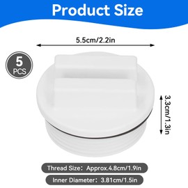 HERCHR 1.5 Inch Pool Pipe Plug Threaded Pool SPA Return Pipe Drain Plug with Seal O-Ring 5-Piece Winter Screw Pool Return Screw