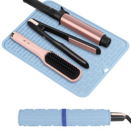 WRORUNER Oversize Silicone Heat Resistant Mat for Curling Irons, Flat Irons, Hair Straighteners and Hot Hair Styling Tools, Portable Hot Tools Pad Cover for Travel Vanity Salon(14.2" x 11")