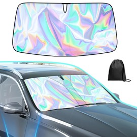 Andiwa Sun Protection Car Windscreen, Car Windscreen Sun Visor, Car Sun Protection Windscreen Interior Foldable, Heat Protection Sun Visor Front Foldable, Blocks UV Rays (140 x 70 cm)