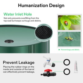 VIVOSUN Collapsible Rain Barrel, 100 Gallon Water Storage Tank with 1000D Oxford Cloth, Portable Rain Collection System Includes Two Spigots and Overflow Kit, Green