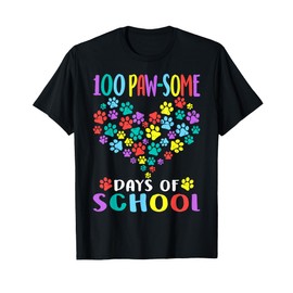 100 Paw-some Days of School Dog Cat 100th Day School T-Shirt