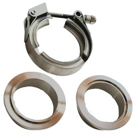 HTharros Muffler, Flange, V-Band, Stainless Steel, Clamp, Muffler Band, Main Pipe, Silencer, Turbo, Exhaust Parts, 2"