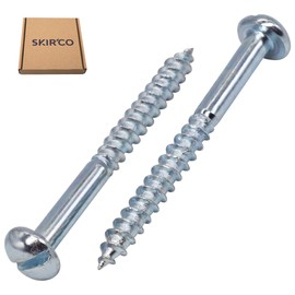 SKIR'CO (10 pcs) Zinc Plated Steel Wood Screws 4.0 x 40 mm, Slotted Round Head Wood Screws, DIN 96 Screws