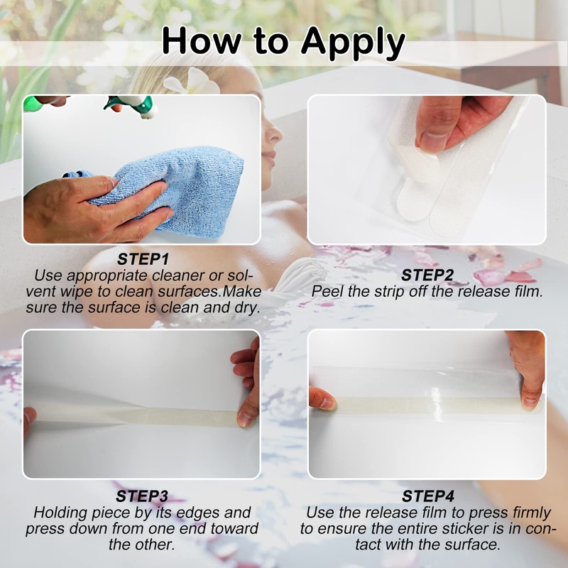 S&X Non Slip Bath Stickers,0.75-Inch by 11-Inch,12 Strips Per Pack