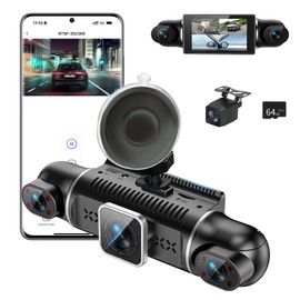 Dash Cam Front Rear Camera: 2K / 1080P Dashcam for Car 4 Channel 4 x 140° Wide-Angle with 3" IPS Screen, Car Dashcam with Loop Recording IR Night Vision 24H Parking Mode G-Sensor App Control 64GB SD