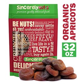 Sincerely Nuts – Organic Dried Turkish Apricots | Two LB Bag | Healthy Pitted Apricot Fruit | Raw Vegan Snack | Dehydrated and Unsulfured | Sweet Gourmet Snacking Food | Kosher and Gluten Free
