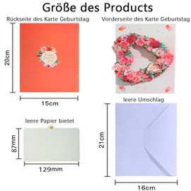 Pop-up Card Birthday Flowers, 3D Birthday Card with Envelope, Handmade Birthday Card Flowers, Folding Birthday Greeting Card for Mum, Wife, Men (White 1)