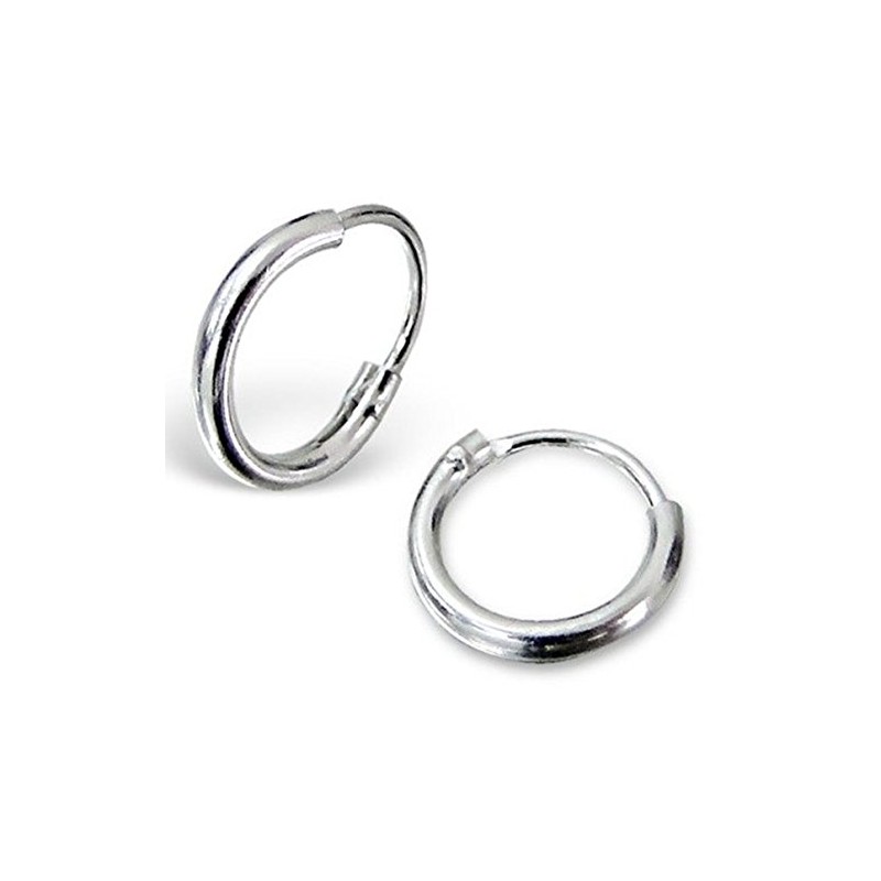 Small Hoop Earrings - 925 Sterling Silver (Tiny Plain Sleeper)