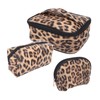 3pcs Makeup Cosmetic Storage Bag PU Leather Waterproof Zipper Closure