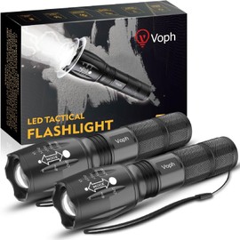 Voph Flashlight 2 Pack, 5 Modes High Lumen Tactical LED Flash Light, High Lumens Bright Waterproof Flashlights, Christmas Stocking Stuffers Gifts for Men, Hunting Camping Essentials Gear