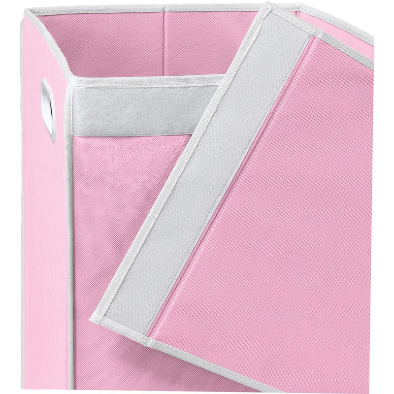 Simple Houseware Foldable Laundry Hamper Basket with Lid, Pink