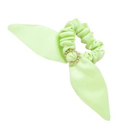 Ettika Hair Tie for Women | Hair Accessory | Neon Scrunchie with Crystal in Lime Green | Large Hair Tie with Gold Plated Accessory