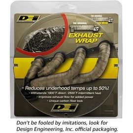 Design Engineering Titanium Exhaust Heat Wrap with Lava Rock Technology - 2" x 50' - Heat Wrap for Exhaust Pipes, Pliable Exhaust Wrap Tape, Withstands 1800°F Direct Heat & 2500°F Intermittent Heat