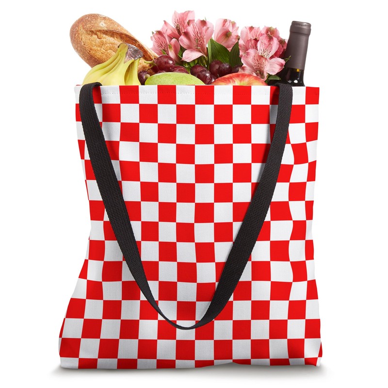 Checkerboard Checkered Checked Check Pattern Red White Tote Bag