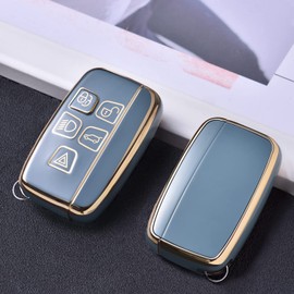 PANPHEN car key case for Land Rover Jaguar, suitable for Land Rover Discovery Defender, Freelander, Range Rover, Jaguar XE XF XJ XEL XFL XKR F-Pace F-Type, 5 buttons, Blue