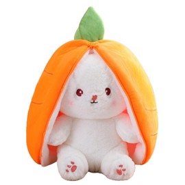 Champracer Rabbit Cuddly Toy Plush Toys Strawberry Easter Bunny Plush Strawberry Rabbit Doll Plush Toy Transforming Fruit Rabbit Plush Easter Gifts (35 cm, Carrot Rabbit)