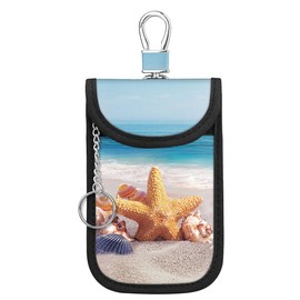 WIRESTER Faraday Bag for Key Fob, Anti-Theft Pouch, Car RFID Signal Blocking Key Fob Protector - Seashells On The Beach
