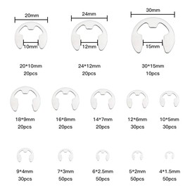 400 Pieces E-Clip Lock Ring for Outdoor E-Clip, Inner Retaining Ring Stainless Steel Inner Circlip Set 13 Sizes M1.5-M15, E Circlip Set Assortment
